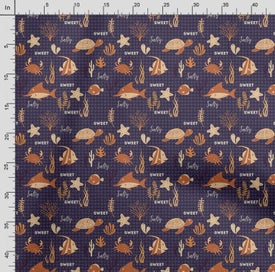 Listing 4 of 5 for Soimoi Sea Shell Print, Poly Taffeta Fabric, Decor Sewing Fabric by The Yard 56