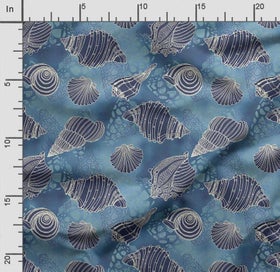 Listing 2 of 5 for Soimoi Sea Shell Print, Poly Taffeta Fabric, Decor Sewing Fabric by The Yard 56