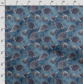 Listing 3 of 5 for Soimoi Sea Shell Print, Poly Taffeta Fabric, Decor Sewing Fabric by The Yard 56