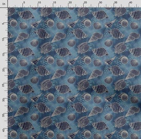 Listing 4 of 5 for Soimoi Sea Shell Print, Poly Taffeta Fabric, Decor Sewing Fabric by The Yard 56