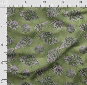 Listing 2 of 5 for Soimoi Sea Shell Print, Poly Taffeta Fabric, Decor Sewing Fabric by The Yard 56