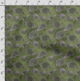 Listing 3 of 5 for Soimoi Sea Shell Print, Poly Taffeta Fabric, Decor Sewing Fabric by The Yard 56