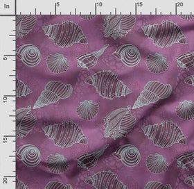 Listing 2 of 5 for Soimoi Sea Shell Print, Poly Taffeta Fabric, Decor Sewing Fabric by The Yard 56