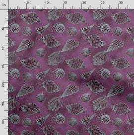 Listing 3 of 5 for Soimoi Sea Shell Print, Poly Taffeta Fabric, Decor Sewing Fabric by The Yard 56