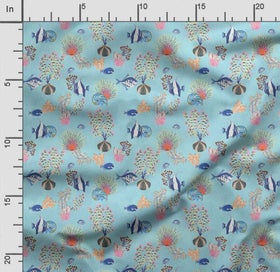 Listing 2 of 5 for Soimoi Sea Shell Print, Poly Taffeta Fabric, Decor Sewing Fabric by The Yard 56