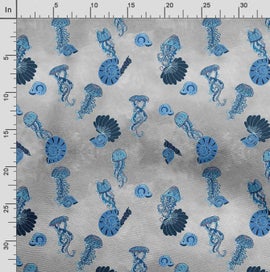 Listing 3 of 5 for Soimoi Sea Shell Print, Poly Taffeta Fabric, Decor Sewing Fabric by The Yard 56