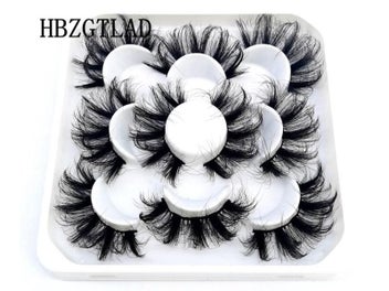 Listing 4 of 10 for 5 Pairs 8-25mm 3D Mink Lashes Bulk Faux With Custom Box Wispy Natural Mink