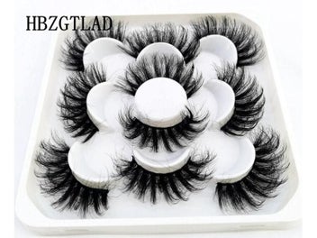 Listing 5 of 10 for 5 Pairs 8-25mm 3D Mink Lashes Bulk Faux With Custom Box Wispy Natural Mink