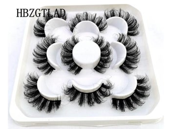 Listing 6 of 10 for 5 Pairs 8-25mm 3D Mink Lashes Bulk Faux With Custom Box Wispy Natural Mink