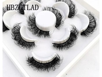 Listing 7 of 10 for 5 Pairs 8-25mm 3D Mink Lashes Bulk Faux With Custom Box Wispy Natural Mink