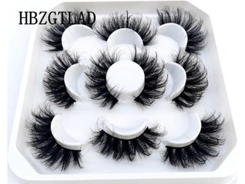 Listing 8 of 10 for 5 Pairs 8-25mm 3D Mink Lashes Bulk Faux With Custom Box Wispy Natural Mink
