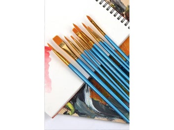 Listing 7 of 10 for 10 Pcs Artists Paint Brush Set - Acrylic Watercolor Round Nylon Tip