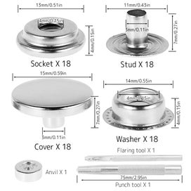 Listing 2 of 6 for 72pcs Snap Tool Snap Button Washer Sewing Supplies Metal Snap Button Corrosio
