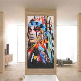 Listing 5 of 8 for Canvas Oil Painting Wall Art Picture Art Abstract Indian Woman Decor