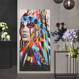 Listing 6 of 8 for Canvas Oil Painting Wall Art Picture Art Abstract Indian Woman Decor