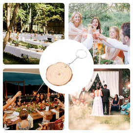 Listing 4 of 9 for 20Pcs Unfinished Wood Slices Keychain Blank Hand-painted Wooden Keychai