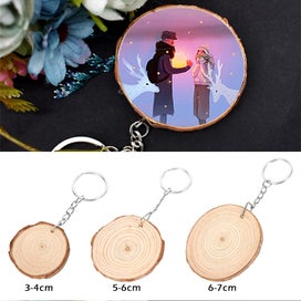 Listing 5 of 9 for 20Pcs Unfinished Wood Slices Keychain Blank Hand-painted Wooden Keychai