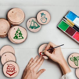 Listing 6 of 9 for 20Pcs Unfinished Wood Slices Keychain Blank Hand-painted Wooden Keychai