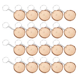 Listing 7 of 9 for 20Pcs Unfinished Wood Slices Keychain Blank Hand-painted Wooden Keychai