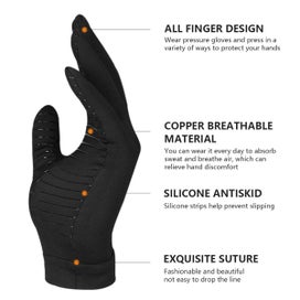 Listing 4 of 10 for Copper Compression Gloves Arthritis Gloves Hand Grip Glove Hand Wrist S