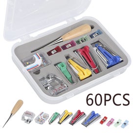 Listing 2 of 11 for 60Pcs Binding Tool Sewing Set, Fabric Bias Tape Binding Maker with 4 Si