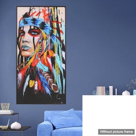 Listing 7 of 8 for Canvas Oil Painting Wall Art Picture Art Abstract Indian Woman Decor Pi