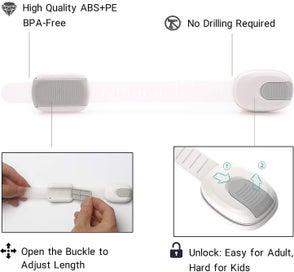 Listing 2 of 5 for Child Safety Lock Set Of 12, Baby Door Lock Adjustable Soft Band, Baby Child Saf