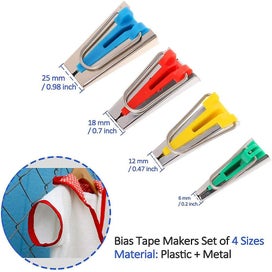 Listing 2 of 3 for 4 Pcs Bias Tape Maker, Bias Tape Maker Set For Iron-on Bias Tape 6mm 12mm 18mm A