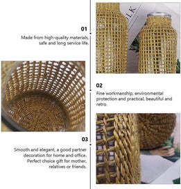 Listing 2 of 2 for Glass Flower Vase With Rattan Cover Flower Bud Vase Round Decorative Flower Vase