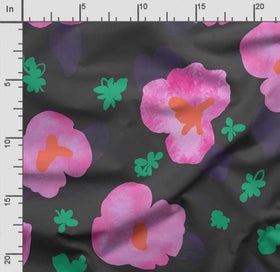Listing 2 of 5 for Soimoi Floral Print, Poly Taffeta Fabric, Decor Sewing Fabric by The Yard 56