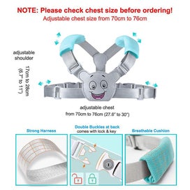 Listing 5 of 5 for Bran Backpack Harness For Kid, 2-in-1, Anti Lost Wrist Cuff With Lock + Link Saf
