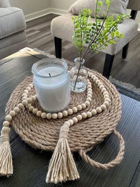 Listing 4 of 5 for Wood Bead Garland 58 In Coffee Table Decor Wood String Beads Farmhouse B