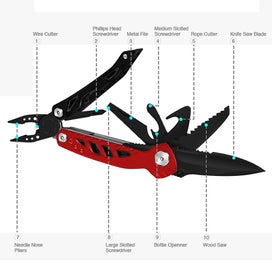 Listing 3 of 5 for Mini Tactical Multitool Knife Pliers, 11-in-1 Multi Purpose Pocket Knife Pliers