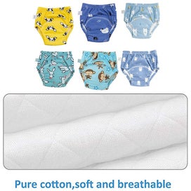 Listing 3 of 4 for 6 Pack Unisex Cotton Reusable Potty Training Underwear Breathable Toddler Boys A