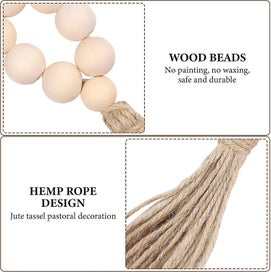 Listing 5 of 5 for Wood Bead Garland Farmhouse Rustic Wooden Beads With Tassels For Home Decor (8pc