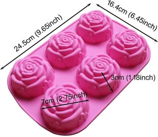 Listing 2 of 5 for Silicone Mold For Handmade Soap, Cake, Jelly, Pudding, Chocolate, 6 Cavity Rose