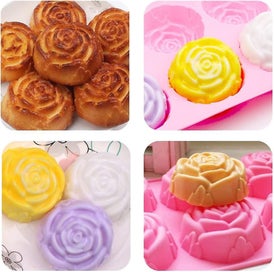 Listing 3 of 5 for Silicone Mold For Handmade Soap, Cake, Jelly, Pudding, Chocolate, 6 Cavity Rose