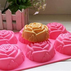 Listing 4 of 5 for Silicone Mold For Handmade Soap, Cake, Jelly, Pudding, Chocolate, 6 Cavity Rose