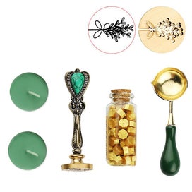 Listing 1 of 4 for Fire Lacquer Seal Wax Seal Stamp Kit, Sealing Brass Stamper Gift Box Set For We