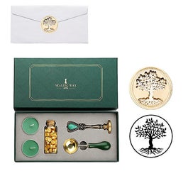 Listing 2 of 4 for Fire Lacquer Seal Wax Seal Stamp Kit, Sealing Brass Stamper Gift Box Set For We