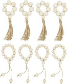 Listing 1 of 5 for Wood Bead Garland Farmhouse Rustic Wooden Beads With Tassels For Home Decor (8pc