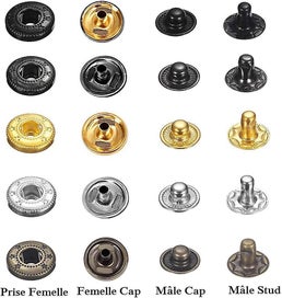 Listing 2 of 5 for 120 Set Leather Snap Buttons Kit 6 Color Metal Snaps With 4pcs Fastening Tools F