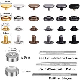 Listing 3 of 5 for 120 Set Leather Snap Buttons Kit 6 Color Metal Snaps With 4pcs Fastening Tools F