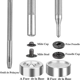 Listing 4 of 5 for 120 Set Leather Snap Buttons Kit 6 Color Metal Snaps With 4pcs Fastening Tools F