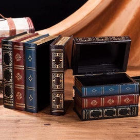 Listing 2 of 4 for 2 Pcs False Book Box Vintage Storage Book Jewellery Storage Packaging Study Book