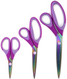 Listing 2 of 5 for Titanium Softgrip Scissors Set For Sewing, Arts, Crafts, Office - 3 Sets Of