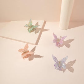 Listing 3 of 4 for Acetate Butterfly Pattern Big Claw Clips 4pcs Women's Hair Clips Transparent Col