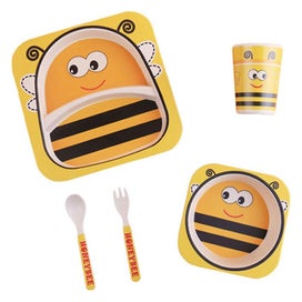 Listing 2 of 4 for Bamboo Kids Plates And Bowls Sets Non Toxic & Eco Friendly 5 Pcs Includes Toddle