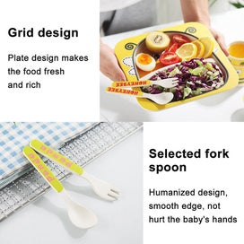 Listing 4 of 4 for Bamboo Kids Plates And Bowls Sets Non Toxic & Eco Friendly 5 Pcs Includes Toddle