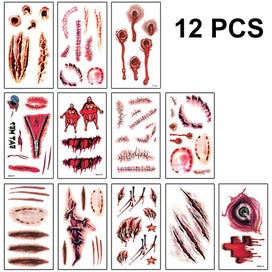 Listing 1 of 5 for Scar Tattoo Stickers Fake Wounds Temporary Tattoo Scar Stickers For Halloween Pa